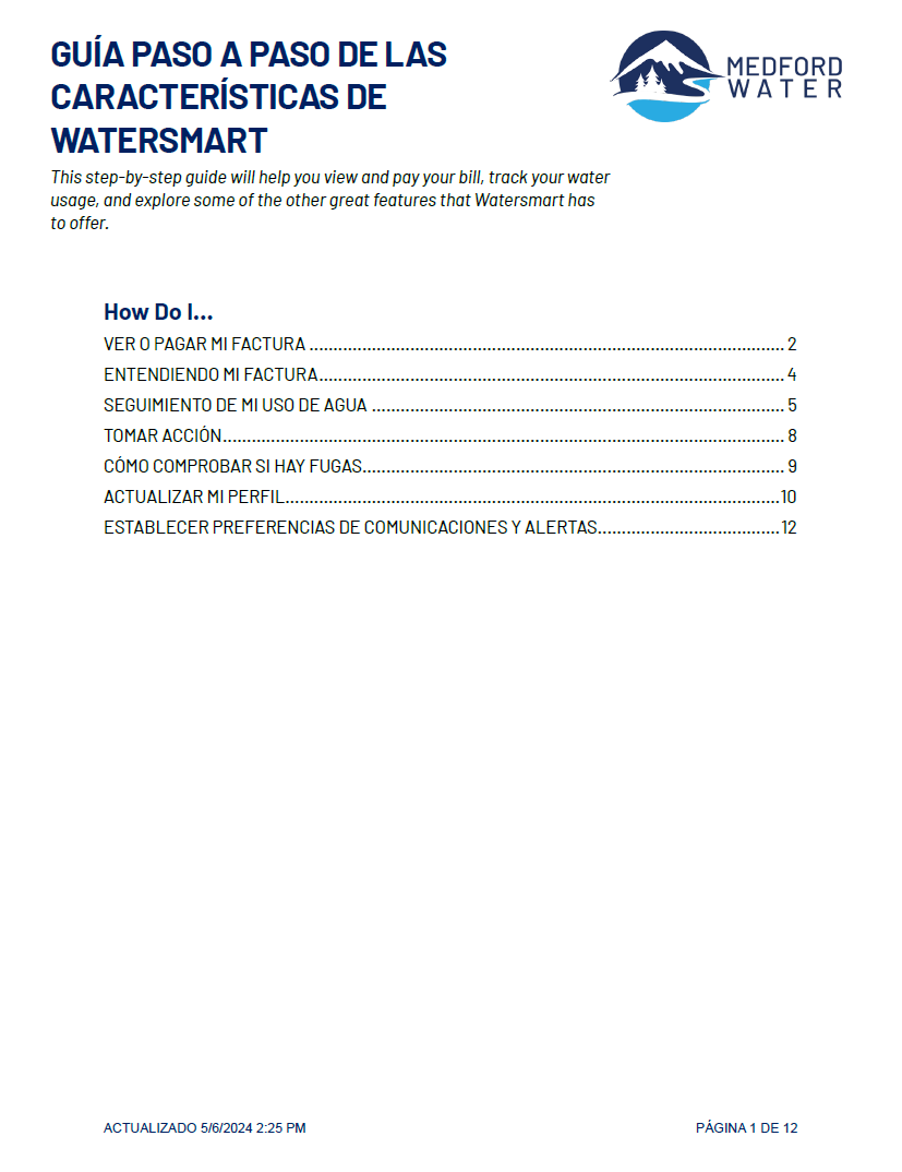 Step by Step Guide to Watersmart Features ESPANOL Cover