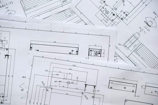 Blueprints on a table