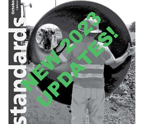 Cover of a pdf of new 2023 updates to standards for water facilities