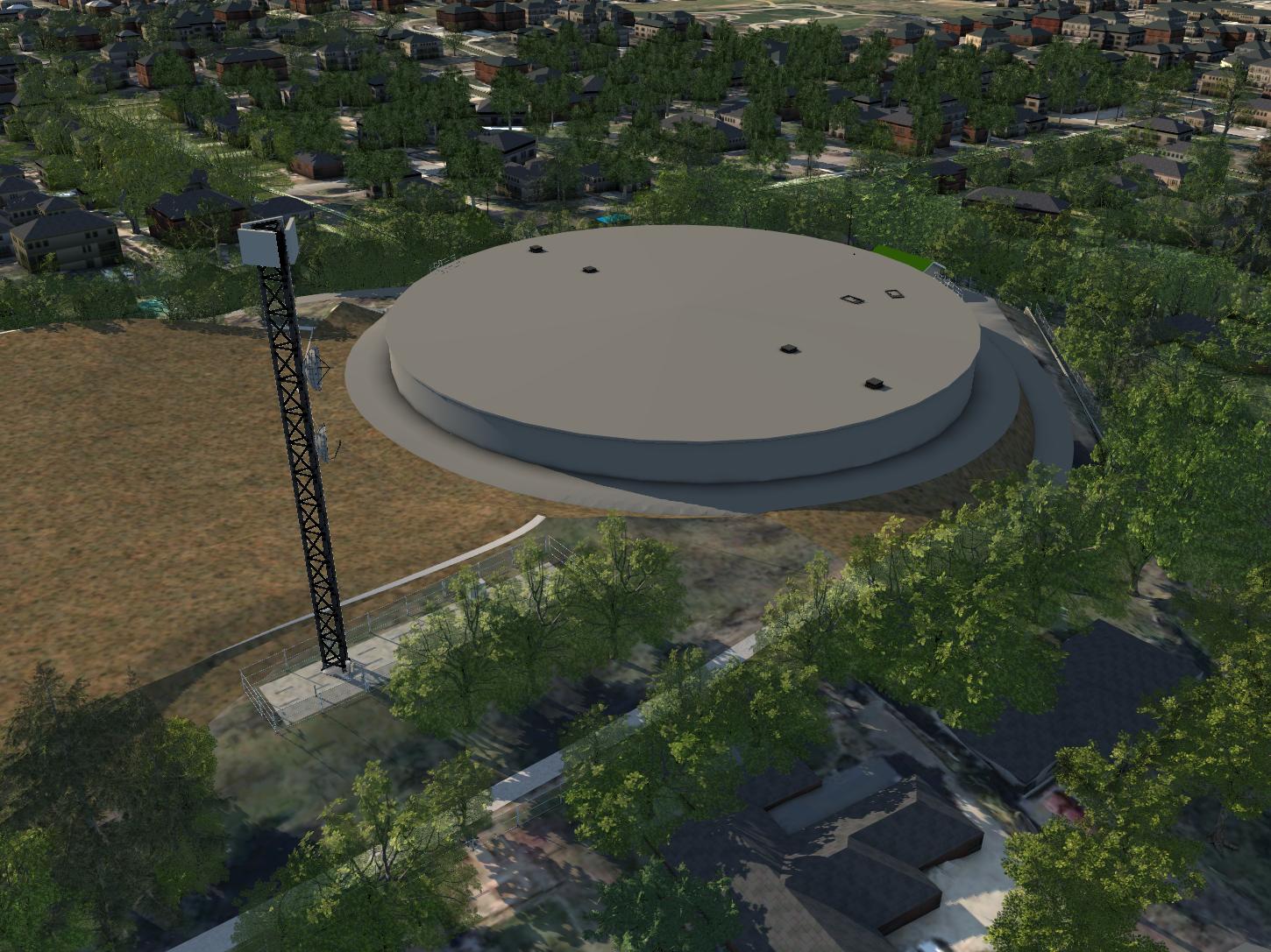 Aerial view from the southeast