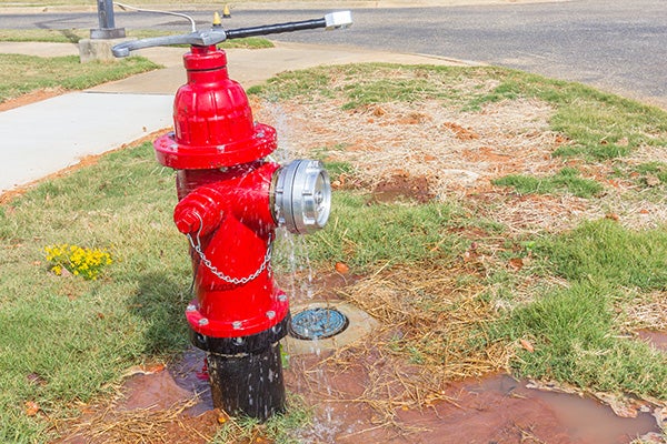 A leaking hydrant